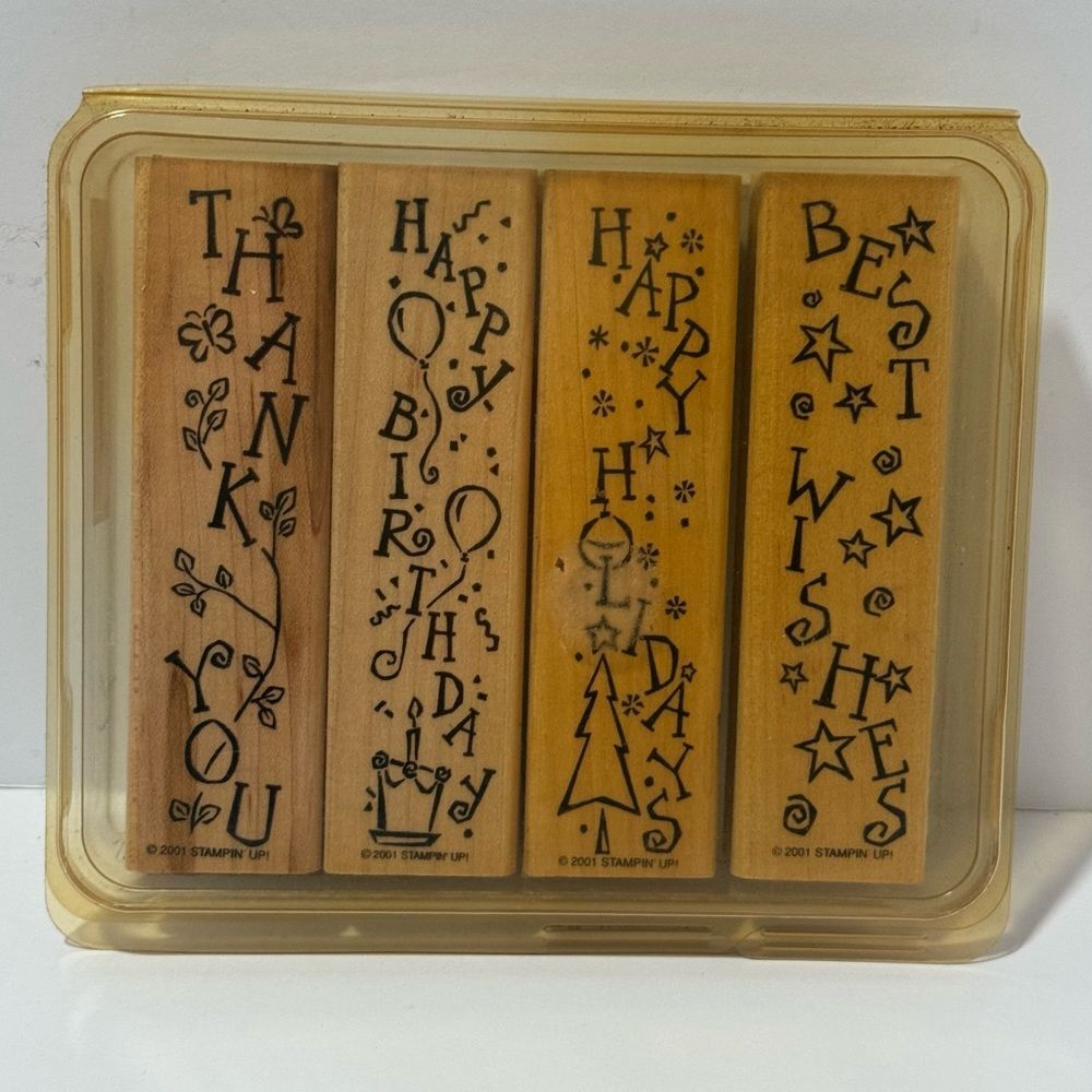 Stampin' Up! Celebration Wooden Stamps - Brown and Tan